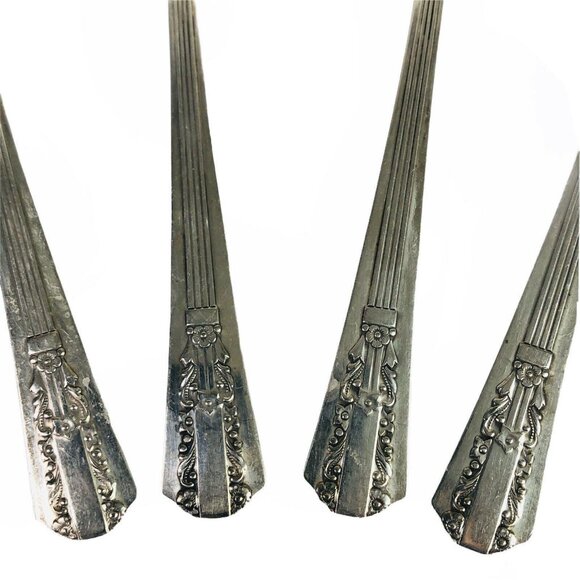 4 Place Oval Soup Spoons Wm A Rogers Oneida Sectional Lido Pattern Silverplate - Picture 1 of 12